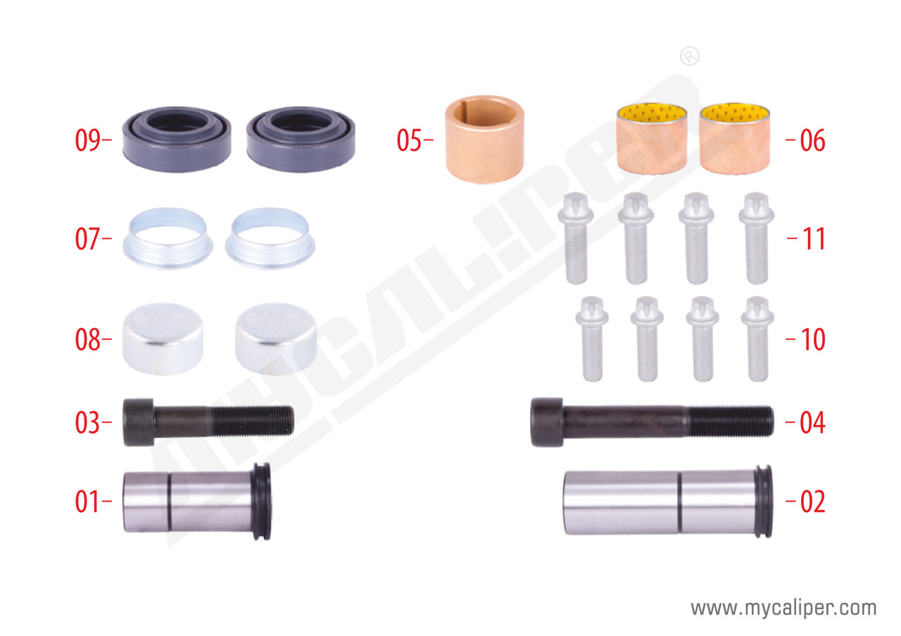 Ремкомплект супорту (втулки + пильовики + напрямні) MERITOR ELSA 2/195/2